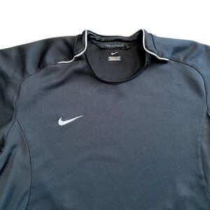 Nike Sphere Dry Shirt Jersey Y2K Black Short Sleeve Soccer Workout VTG Grid Knit